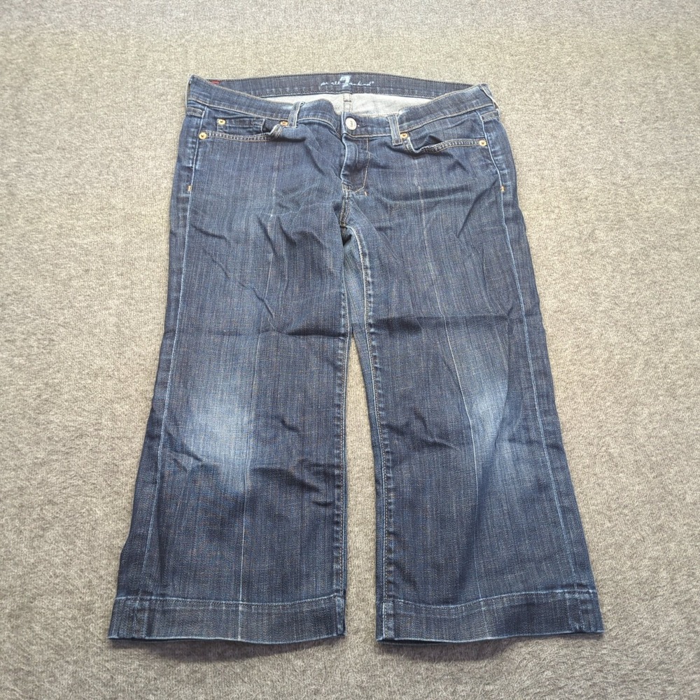 7 for all Mankind Jeans Womens 31 Blue Dojo Capri Casual Boho